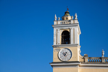 Bell tower panorama of the Palace of Colorno in Parma, iconic architecture and historic beauty
