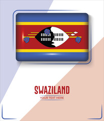 Flag of Swaziland isolated on White background with Text. Banner, Poster, vector, template, Mockup, Background, Social Media, Post, 3D.
