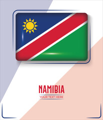 Flag of Namibia isolated on White background with Text. Banner, Poster, vector, template, Mockup, Background, Social Media, Post, 3D.