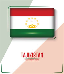 Flag of Tajikistan isolated on White background with Text. Banner, Poster, vector, template, Mockup, Background, Social Media, Post, 3D.