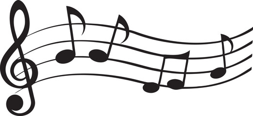 Print 
Music note waves Vector silhouette illustration Black and white White background 

