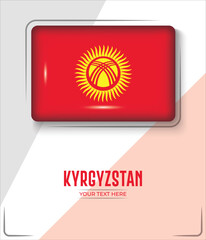 Flag of Kyrgyzstan isolated on White background with Text. Banner, Poster, vector, template, Mockup, Background, Social Media, Post, 3D.