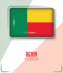 Flag of Benin isolated on White background with Text. Banner, Poster, vector, template, Mockup, Background, Social Media, Post, 3D.