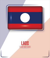 Flag of Laos isolated on White background with Text. Banner, Poster, vector, template, Mockup, Background, Social Media, Post, 3D.