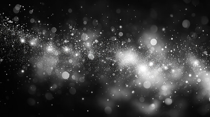 Obraz premium Sparkling silver glitter dust trail on dark background for festive overlay