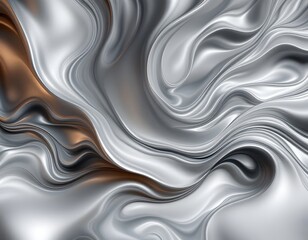 Obraz premium Silver and Gold Liquid Abstract: Swirling Metallic Elegance
