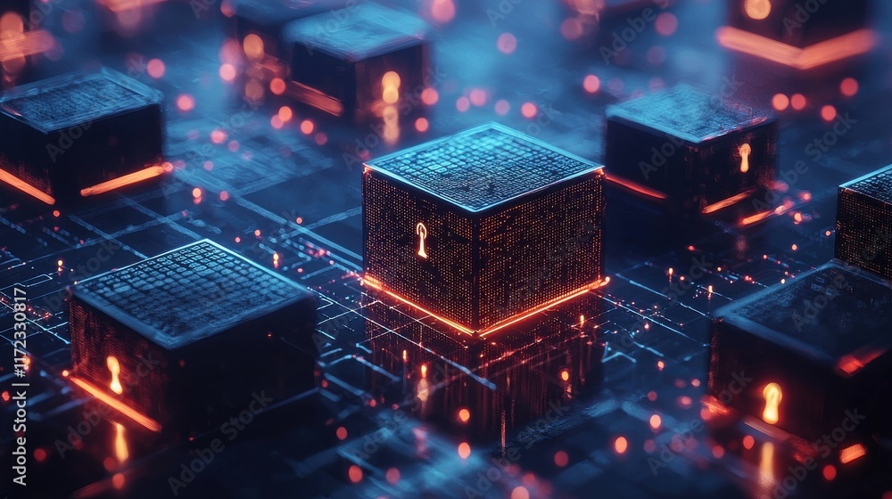 Fototapete Enhancing cybersecurity with glowing digital locks a comprehensive guide to standard protocols in technology environments