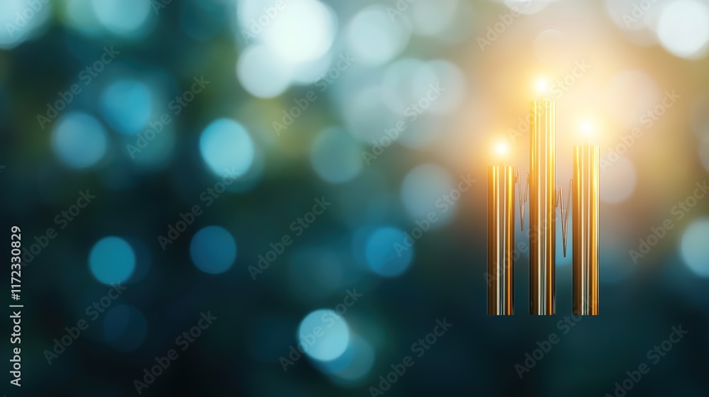 Poster illuminated candles glowing against a soft bokeh background
