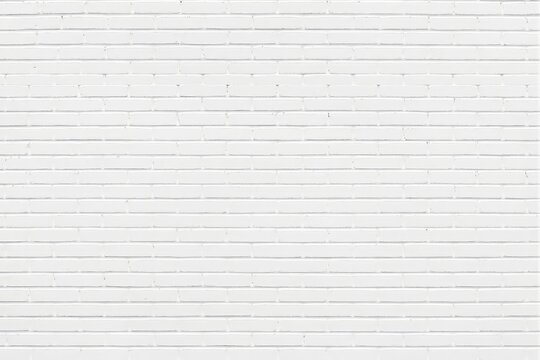 Fototapeta White brick wall texture with horizontal lines, minimalist design, plain white background. Concept of simplicity and clean design. Ai generative