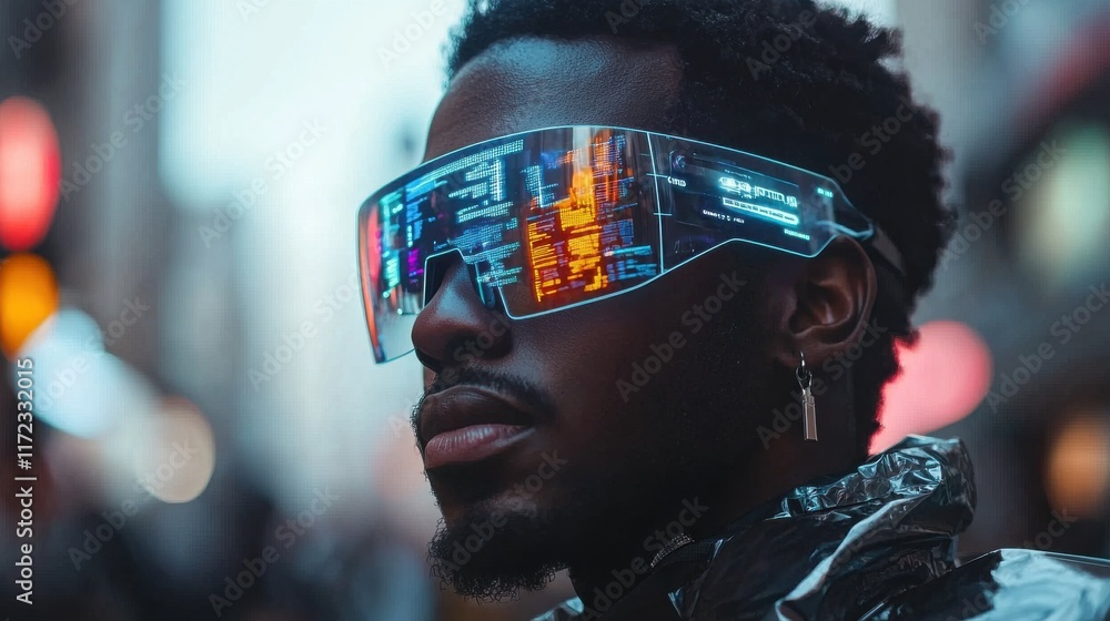 Poster Exploring the future high-tech wearable augmented reality device in urban environment visual data overlay perspective
