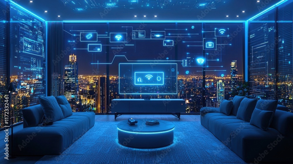 Aufkleber enhancing daily life a smart home powered by advanced iot technology standards in modern urban envir