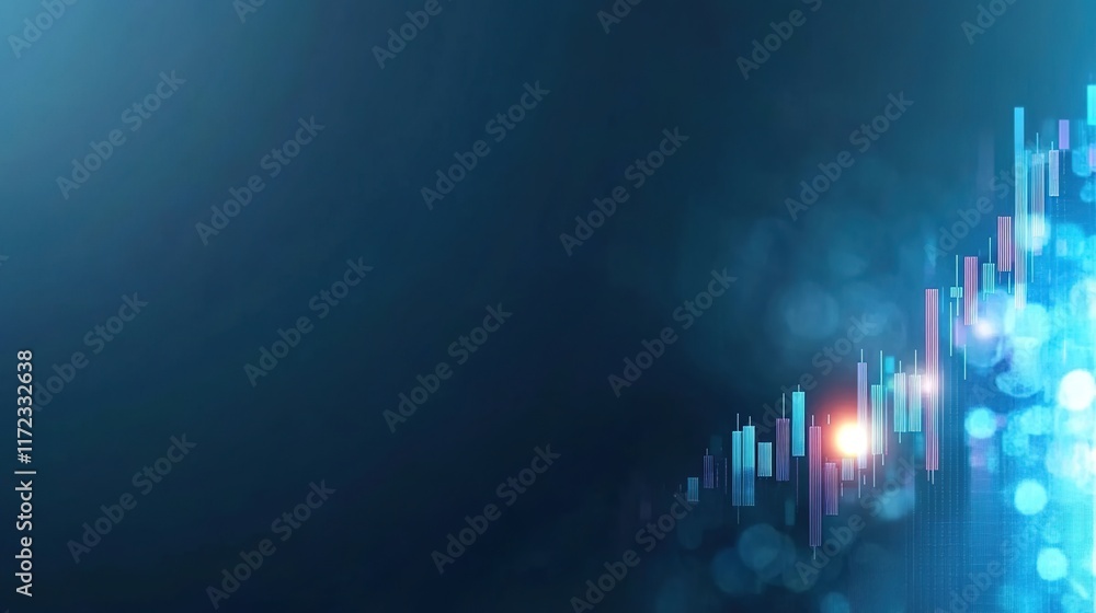 Poster abstract financial data visualization with glowing elements
