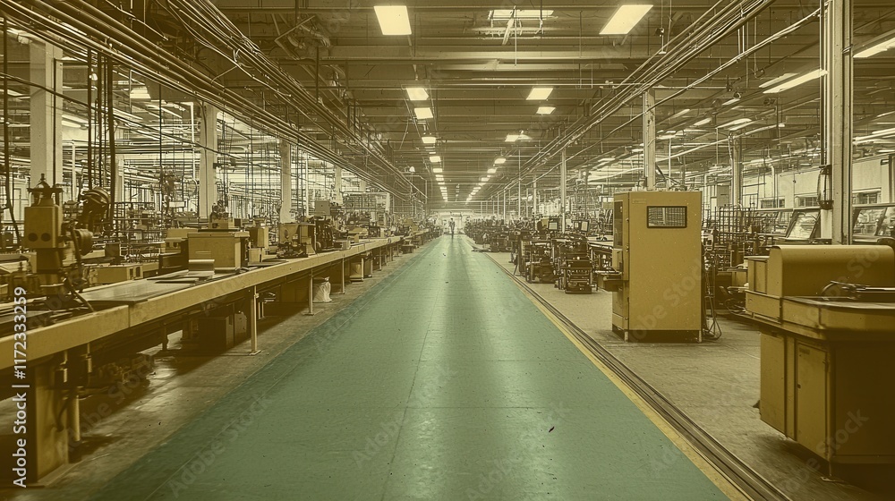 Fototapete Automated assembly line revolutionizing high-tech factory operations industrial setting process overview technological advancements