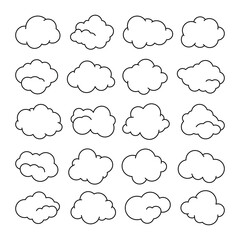 Set of cloud line art vector