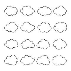 Set of cloud line art vector