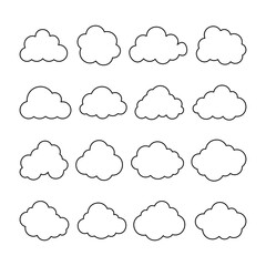 Set of cloud line art vector