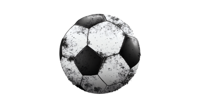black and white soccer ball for sports and game isolated on white transparent background