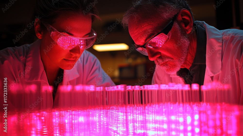 Poster exploring advanced nanotechnology in scientific research laboratories a close-up perspective on inno