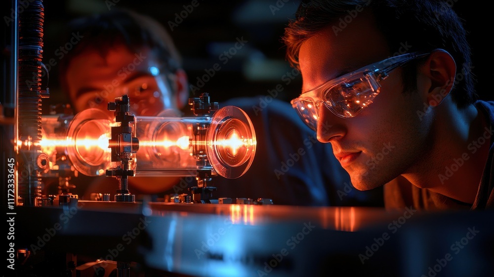 Aufkleber scientists conducting experiments with advanced nanotechnology in a research laboratory exploring in