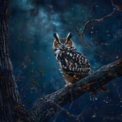 The Vigilant Night Guardian: An Owl's Silent Watch Over the Mystical Forest