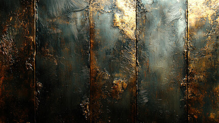 Dark metallic textured panels with gold highlights, grunge backdrop for product display