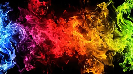 Color gradient with bright rich neon vivid glow like fire on hot metal, creating an eye-catching design for template use. Stunning visual effect achieved through the combination of colors and elements