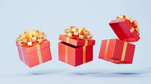An animation of present and holiday concept gift box,3d rendering