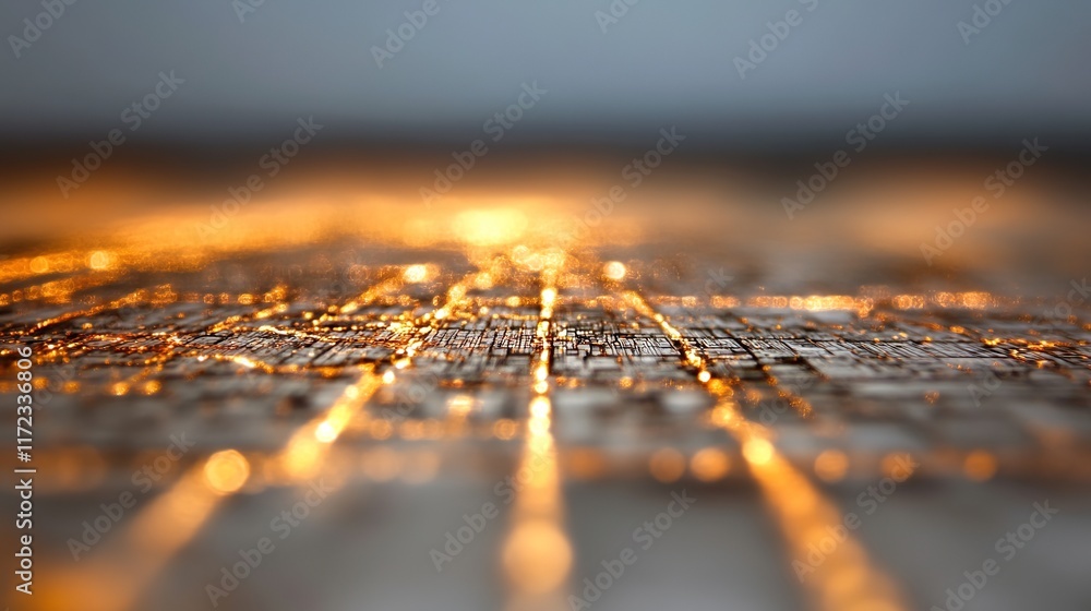 Poster abstract close-up of glowing lights and patterns on surface