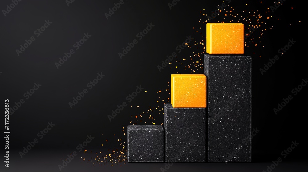 Aufkleber abstract representation of growth with blocks on a dark background