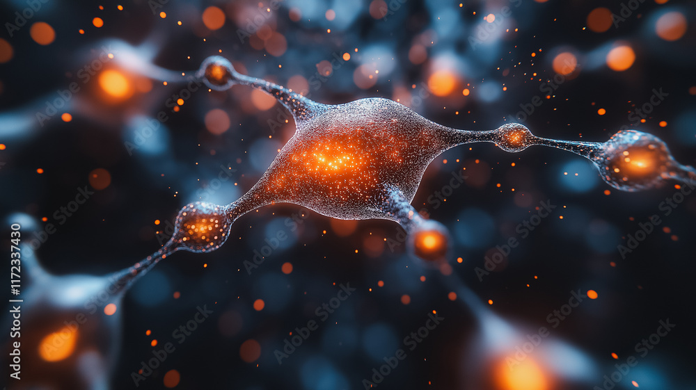 Poster neural network: a mesmerizing abstract visualization of a neuron firing, showcasing the intricate co