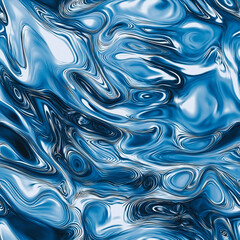 Blue Liquid Metal Seamless Pattern