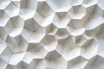 Unique Geometric Wall Design Featuring Three-Dimensional Patterns in Neutral Tones