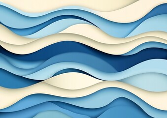 Abstract Blue Waves: Paper Cut Art Design