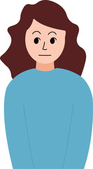 Neutral Expression Woman in Blue Sweater Vector Art