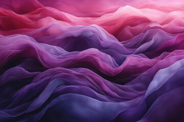 Obraz premium Flowing pink, purple sheer fabric draped, abstract backdrop for design use