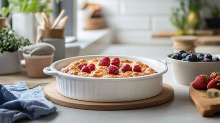 Kitchen raspberry dessert baking dish