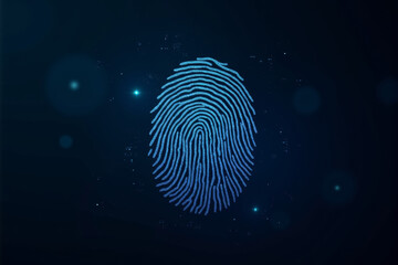  Digital background with a stylized representation of a fingerprint made of digital data, biometrics, security, identity.
