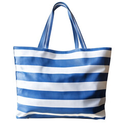 Fototapeta premium blue and white striped beach tote bag isolated on white transparent background