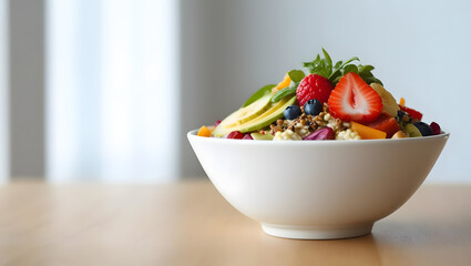 A vibrant and appetizing image of a healthy breakfast bowl.