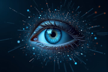Fototapeta premium Digital background with a stylized representation of a digital eye, surveillance, security, data analysis, abstract technology