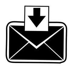 Black and White Email Download Icon