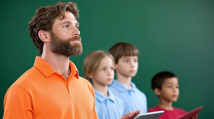 Teacher Leading a Class with Engaged Students in a Classroom Setting