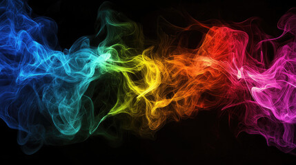Obraz premium Colorful Abstract Smoke Flowing in a Dark Background