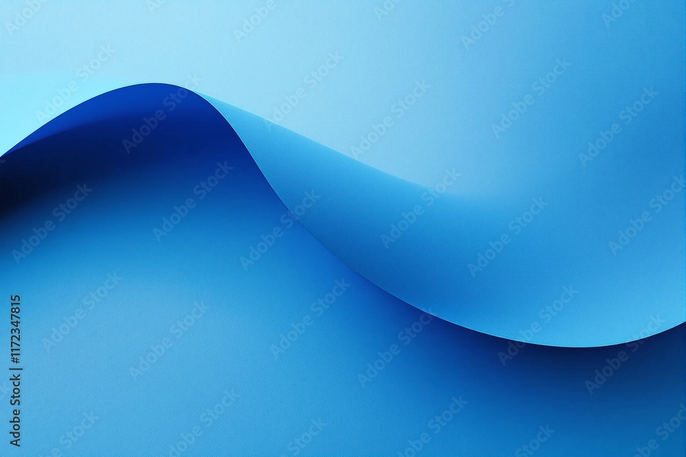 Aufkleber smooth blue wave shape over gradient blue background, minimalist abstract style, creating a modern a