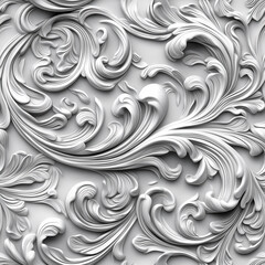 Fototapeta premium Silver Scrollwork Seamless Pattern