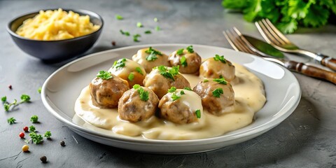 Creamy Swedish Meatballs with Mashed Potatoes - Scandinavian Food