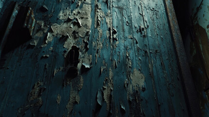 Obraz premium Detailed Close-Up of Weathered Blue Wall with Peeling Paint Texture
