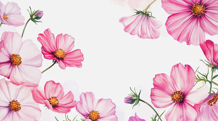Fototapeta premium graphic design, rose, holiday, postcard, valentine's day, paint, pastel colored, rsvp card, cosmos, wedding background, pattern, celebration, blossom, hand-painted, foliage, pastel, painting, luxury, 