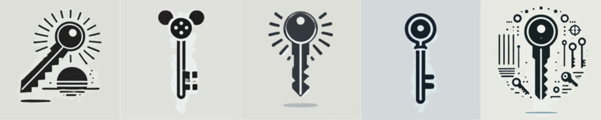 vector set of house keys silhouettes