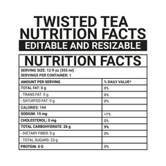 twisted tea nutrition facts 100% editable and resizable twisted tea calories 